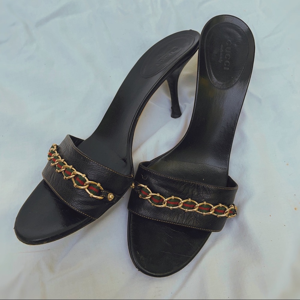 Gucci Black Mule Ribbon Kitten Heels (Sz. 7.5/8)